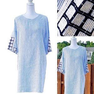 Vilagallo Embroidered Linen Casual Spring Dress M